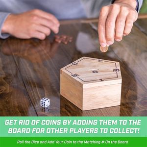 Juego de dados de gota de moneda de mesa para niños y adultos hecho a mano Premium gran regalo juego de Penny con 2 dados y reglas de juego - Product Image 6