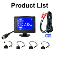 Kit de capteurs de recul ultrasoniques étanches IP67 avec écran 3,5 pouces, 4 sondes radar numériques, portée 5M, câble aviation 4 broches pour autobus scolaire