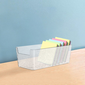Clear Desktop Storage Box With Water Ripple Pattern For Stationery Organization <b>Small</b> Size No Lid Multifunctional Organizer - Product Image 2