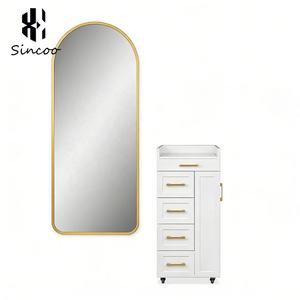 Ensemble de mobilier de salon de coiffure portable de style européen : fauteuil de barbier, miroirs, fauteuil de lavage, table de manucure et canapé d'attente - Product Image 5