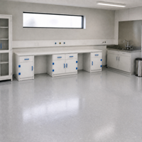Mesa de Trabajo Profesional para Laboratorio Hospitalario SCEELAB, Resistente a Ácidos y Bases, Fabricada en PP, con Armarios y Cajones