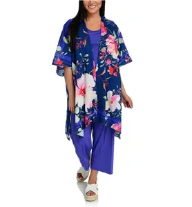 High quality 100% cotton colorful beach covers up women kimono floral printed kimonos for beach