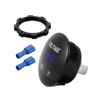 Voltmeter Digital DC Bulat Tahan Air 5-32V dengan Layar LED, Pengukur Tegangan untuk Sepeda Motor, Mobil, Kapal, RV, ATV, Perahu