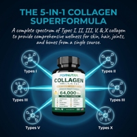 Capsules de collagène multi-peptides à marque privée, complexe de biotine, kératine, acide hyaluronique, pour la peau, les cheveux et les ongles, 90 capsules végétariennes