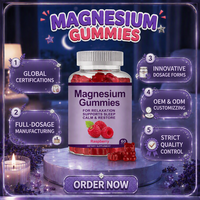 Gummies de citrate de magnésium, fabricant OEM, 70 mg de magnésium élémentaire, pectine végétalienne, framboise, marque privée