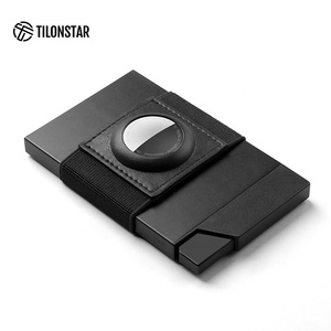 TILONSTAR TVC508AT Prix de gros d'usine Porte-cartes pop-up en cuir et aluminium avec bande élastique pour AirTag - Product Image 2