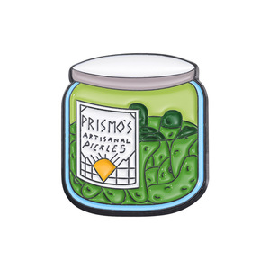 Pin Metálico con Diseño Creativo y Divertido de Pepinillo Encurtido en Tarro de Kimchi de Dibujos Animados, Impresión UV - Product Image 1