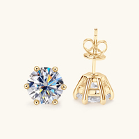 Boucles d'oreilles en argent sterling 925 en gros, moissanite 0,5 carat, 1 carat, 2 carats, 3 carats, classiques, simples, à six griffes, cadeau unisexe avec certificat