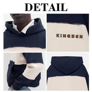 Sudadera con capucha KingSen personalizada, cortada y cosida, a rayas, estilo Y2K, con logo bordado, estilo urbano, de felpa francesa, para hombre. - Product Image 6