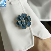 Penutup Kancing Bunga Hydrangea Biru Elegan, Kancing Kuningan Lepas Pasang untuk Kemeja Wanita, Jas, Manset, Blus