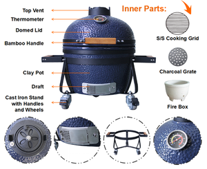 Hot AUPLEX Kamado Big <span class=keywords><strong>Joe</strong></span> Petites grilles de barbecue en céramique de 14 pouces - Product Image 3