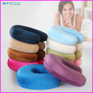 WJ-107 OEM populer pesawat memori busa Velour bantal leher tidur perjalanan leher padat perawatan kesehatan serviks bentuk U dapat dilepas - Product Image 2