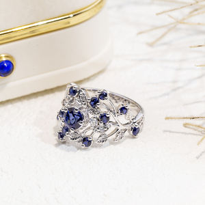 Joyería Messi MSR-1793 Anillo de diamantes azules de oro de 14 quilates para mujer - Product Image 2