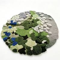 Tapis de prière rond moderne en polyester 3D à poils longs et épais, personnalisé. Tapis décoratif pour chambres à coucher et usage domestique.