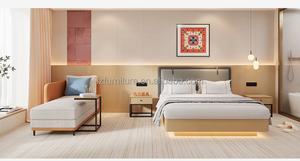 Custom Modern Luxury <b>Single</b> Double Queen King <b>Beds</b> by Professional Manufacturer Wood Panel for Hotel Bedroom <b>Sets</b> - Product Image 3