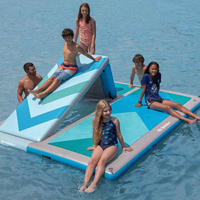 Plate-forme gonflable de quai de glissière convertible plate-forme gonflable d'eau couleur en bois quai flottant sec pour bateau