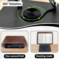 Support portable rotatif pour livre et ordinateur portable, support pliable pour tablette, support de lecture en bois avec porte-livre 20x20cm