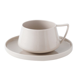 Set Tazza e Piattino in Ceramica Tinta Unita con Manico Rotondo per Tè Pomeridiano <span class=keywords><strong>Beige</strong></span> Rosa Viola - Product Image 5