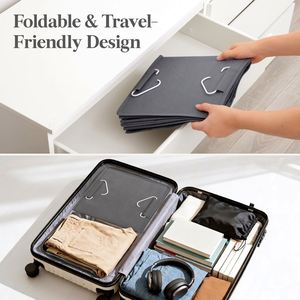 5-Tier Non-Woven Hanging Closet Organizer Foldable Storage <b>Shelf</b> with 2 Sturdy Metal <b>Hooks</b> for Wardrobe Bedroom Dorm - Product Image 2
