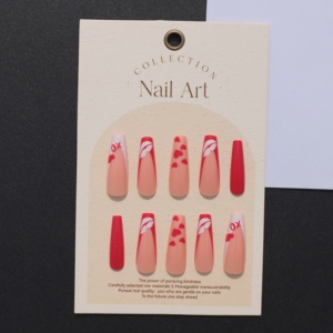 Uñas postizas <span class=keywords><strong>de</strong></span> <span class=keywords><strong>ballet</strong></span> <span class=keywords><strong>de</strong></span> longitud media, estilo ataúd, cuadradas, <span class=keywords><strong>de</strong></span> cobertura completa, rojo francés, minimalistas, elegantes, universales, <span class=keywords><strong>profesionales</strong></span> para arte <span class=keywords><strong>de</strong></span> uñas. - Product Image 2