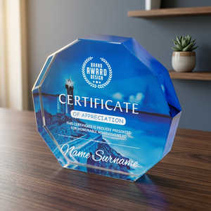 Trofeo de Cristal con Gráficos Impresos Digitalmente, Grabado Láser Duradero de 160x150mm, para Regalos de Ferias Comerciales y Obsequios de Agradecimiento - Product Image 3