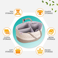 Panier à couches pour bébé-panier à couches en corde 100% coton avec 2 poches, casier à poignée et bandoulière amovible