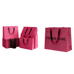 Custom Size Printed Logo Mini <b>Pink</b> Green Luxury Paper <b>Bag</b> With Ribbon Handles Small Fancy Wedding Door Gift <b>Bag</b> for Promotions - Product Image 6
