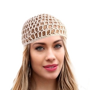 Gorro holgado de ganchillo de algodón personalizado para mujer, gorro perforado de punto de verano hecho a mano para estilos de moda - Product Image 1