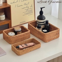 Panier de rangement en rotin tressé à la main, panier décoratif pour salle de bain, comptoir de cuisine, table, décoration intérieure
