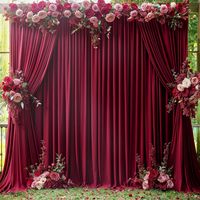 Rideaux de fond en polyester fuchsia infroissable, 2 panneaux, pour décorations de fête, mariage, baby shower, anniversaire