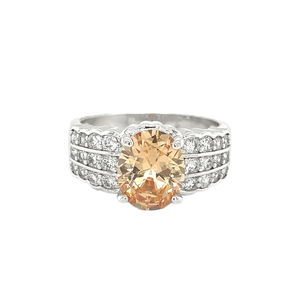 Clásico forma ovalada champán CZ anillo Mujer - Product Image 1