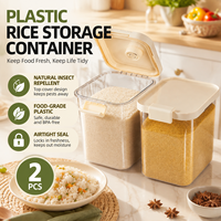 Contenedor de Almacenamiento de Arroz de Plástico de Grado Alimenticio, Estilo Industrial, para Uso Doméstico, Estilo Nórdico, a Prueba de Insectos y Humedad, Sellado