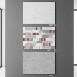 Carreaux muraux en céramique numérique noir et blanc de luxe, motif floral, 300x450mm, finition miroir brillante, pour les intérieurs d'hôtels et de villas - Product Image 4