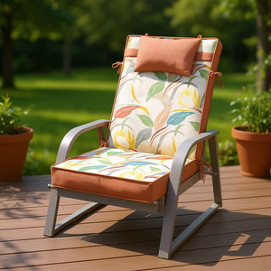 Cuscini per Sedie da Giardino 120x55x8cm, Comodi Cuscini da Esterno Leggermente Idrorepellenti con Cinghie di Fissaggio e Imbottitura in Schiuma - Product Image 2