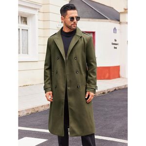 2025 hommes Double boutonnage mince hiver pardessus classique décontracté Long caban avec revers cranté grande taille laine cachemire coquille - Product Image 1