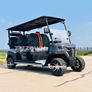 Carrito de Golf Eléctrico Elevado para Seis Pasajeros con Techo Rígido Negro, Parabrisas Dividido y Neumáticos Todoterreno para Lodo, Ideal para Transporte en Resorts - Product Image 5