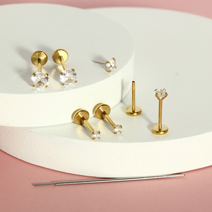 Set di Orecchini in Acciaio Chirurgico <span class=keywords><strong>per</strong></span> Donna, Tragus, Helix, Labret Senza Filettatura, Orecchino <span class=keywords><strong>per</strong></span> Cartilagine 18G, Orecchino a Lobo Piatto, Aretes De <span class=keywords><strong>Piercing</strong></span> - Product Image 3