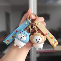 Schattige zelfironische beer sleutelhanger cartoon pop rugzak ornament autosleutel charme kraanmachine cadeau