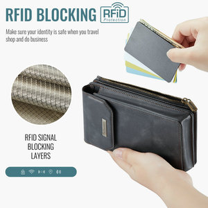 Étui pliable CaseMe <span class=keywords><strong>R20</strong></span> RFID pour Samsung Z Fold 8 7 6 5 4, multifonctionnel, avec 10 emplacements pour cartes + 1 poche pour téléphone + 1 fermeture éclair - Product Image 2