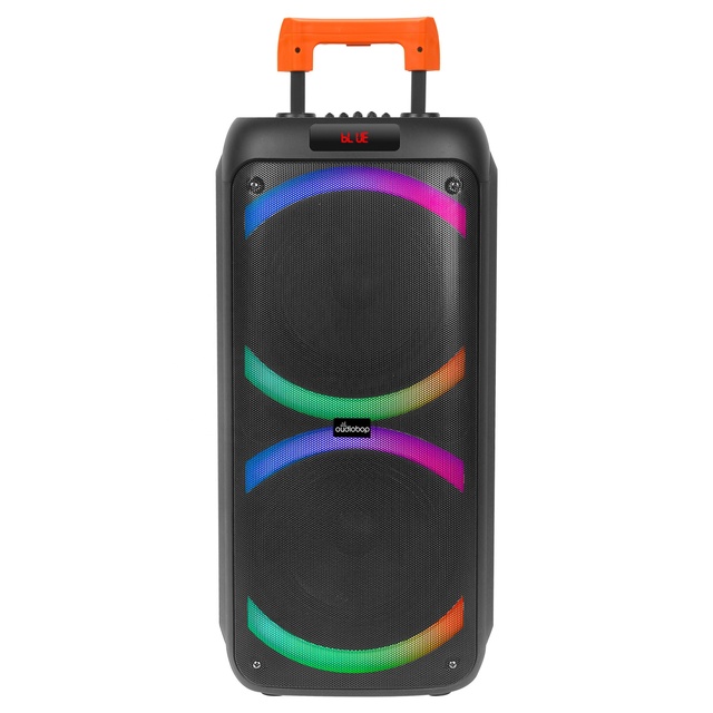Telescopic Handle Trolley Bt Speaker Dual 8 Inch Woofer Speaker Rechargeable Battery USB TF FM TWS Single Wireless Microphone