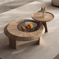 Ensemble de tables basses en bois au design simple, ensemble de tables basses modernes populaires pour le salon, ensemble de tables basses rondes haut de gamme de luxe léger