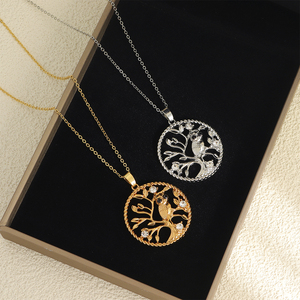 Collana di gioielli in lega completamente personalizzata con zirconi minimalisti della mitologia nordica albero della vita da donna Designer - Product Image 6