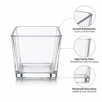 Lot de porte-bougies carrés en verre transparent, robustes, pour bougies chauffe-plat, livraison immédiate pour décoration de centre de table de fête