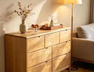 Modern Solid Wood <b>6</b>-<b>Drawer</b> Living Room Cabinet Scandinavian Style Storage Furniture for Home Use - Product Image 5