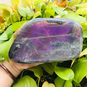 I cristalli a forma libera di <span class=keywords><strong>Labradorite</strong></span> Flash viola lucidato all'ingrosso stanno in pietra per la decorazione Feng Shui - Product Image 3