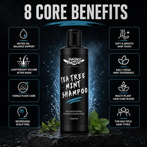 Shampoo hydratant pour hommes à la formule de tea tree, romarin et menthe, fabriqué par BARBERBATTLE depuis plus de 20 ans - Product Image 3