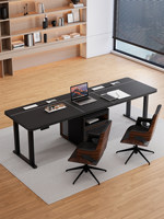 Bureau informatique moderne et simple en cuir italien relevable avec tiroirs de rangement sous-meuble en bois massif, bureau d'étude personnalisable