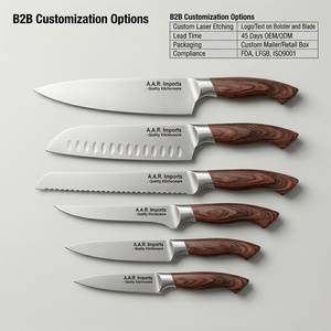 Ensemble de couteaux de cuisine personnalisés de qualité supérieure, 6 pièces, couteaux de boucher professionnels en acier inoxydable, ensemble de couteaux de chef pour la cuisine - Product Image 5
