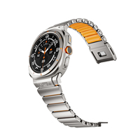 Correa de Reloj de Titanio para Samsung Galaxy Watch Ultra 47mm con Incrustaciones de Silicona, Cierre Magnético, Correa de Metal Elástica para Deportes al Aire Libre