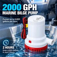Pompe de cale marine submersible 1500GPH 2000GPH 12V 24V DC électrique pour drainage des eaux usées de bateaux et yachts